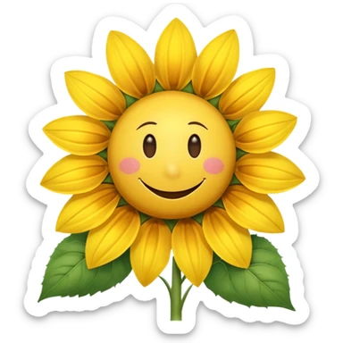 make a sunflower with a white disc in the middle with a smiley face, make it have 6 yellow petals and remove the cheeks nose and eyebrows sticker