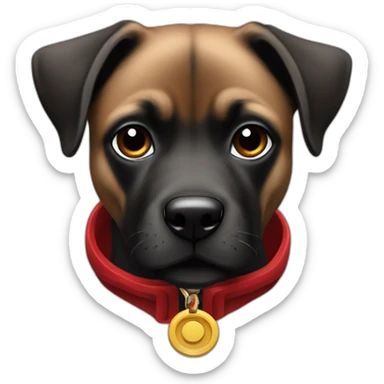 perra negra contenta con collar rojo sticker