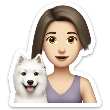 Brunette pale girl  and two Samoyeds sticker