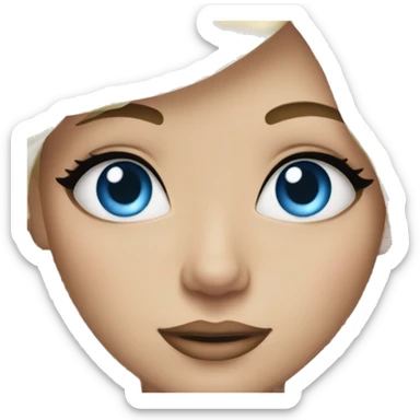 Girl with blue eyes blonde hair and a lot of makeup sticker