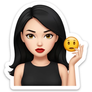 “Emoji girl, femme fatale, black hair. megan fox vibes black dress sticker