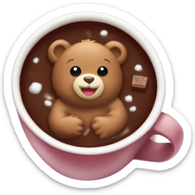 Baby bear inside of a cup of hot cocoa. Burgundy colored cup.  sticker
