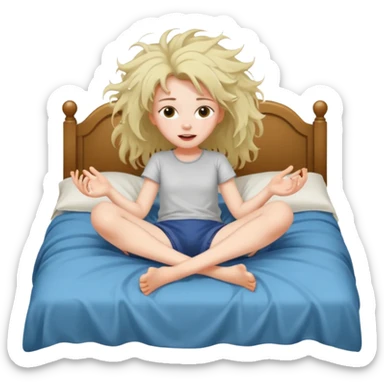 girl is lying down in bed and opening her legs wide sticker