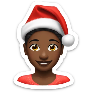 Simone Biles with santa hat sticker