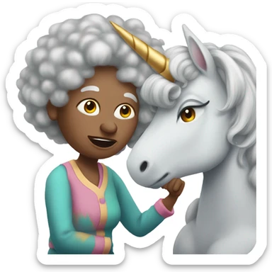 Unicorns being respectful to an old woman with big hair sticker