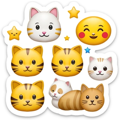 幫我設計一個有關貓咪統治世界的主題並作出20個文字與emojis 結合的故事 sticker