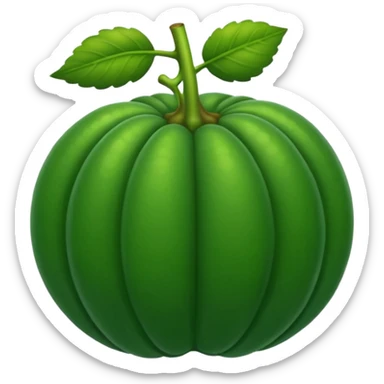 Un fruto verde oscuro con puntos verdes más oscuros Y con patas redondas y con un tallo con forma de C sticker