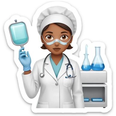 Brown skin girl medical sterilize technician hospital sticker
