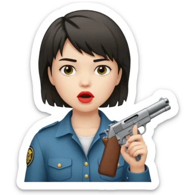 short hair girl with mullet putting gun in her mouth sticker