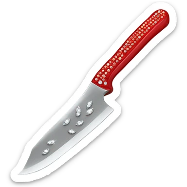 one red knife with rhinestones all over the blade and handle sticker
