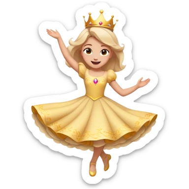 Cinematic Playful Aurora Portrait Emoji, Spinning in her dress, arms gracefully extended, eyes filled with laughter, exuding joy and charm, a princess dancing through her dreams! sticker