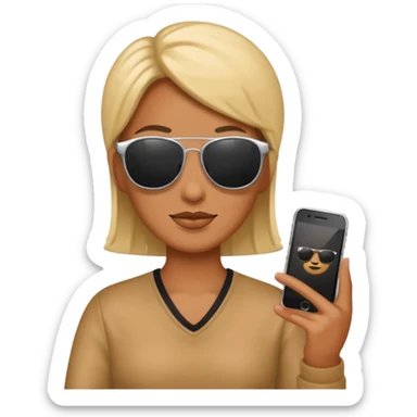 iPhone 16e as a person wearing sunglasses  sticker