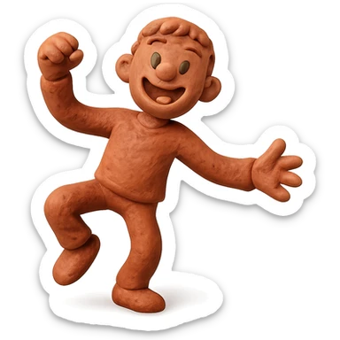 claymation style figure dancing, playful Friday energy sticker