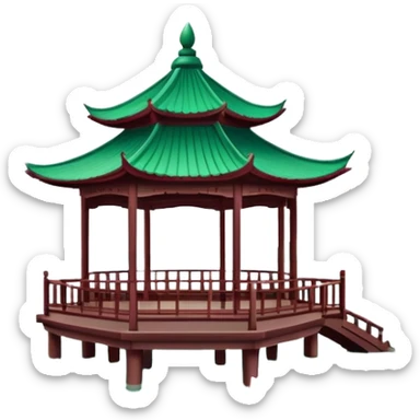 Lotus in the Breeze at Crooked Courtyard, West Lake Hangzhou, simplified emoji style, pink lotus flowers on water with pavilion, cartoon style sticker