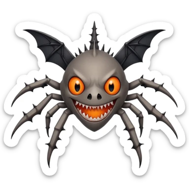 A bat with acid all in his body and his eyes  replaced with shark teeth and his hand in his back ( four hand) and his spines will be very spiky  and his leg will like a spider and last his eyes or 4 eyes will be in his hands and the colour of the eyes will orange and black sticker