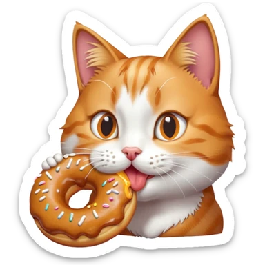 Cat licking a donut sticker