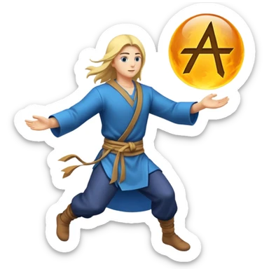 human mystic drawing rune formula mid-air sticker