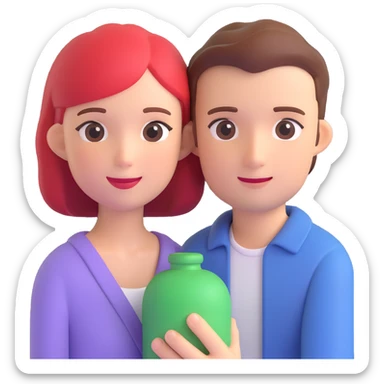 couple posing, close up pose, living room background sticker