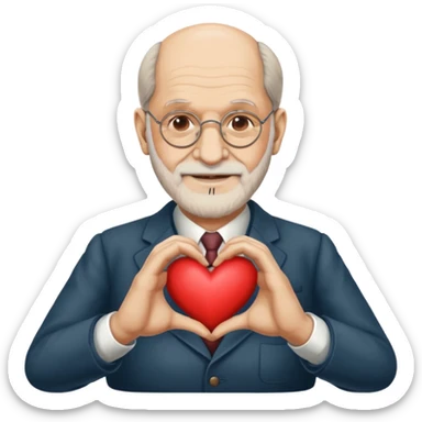 An emoji of sigmund freud making a heart with his hands sticker