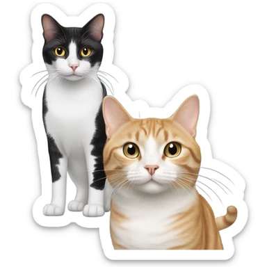A black and white cat and a tabby cat  sticker