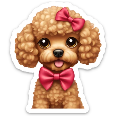 toy poodle with bow sticker