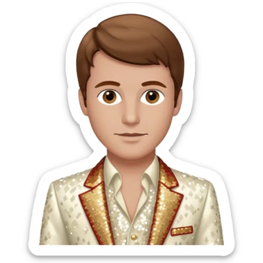 Peter Allen with Brown Hair, Ivory Sequin Outfit sticker