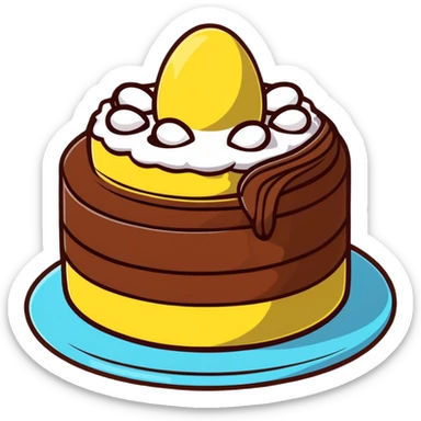 Traditional mona de pascua cake with chocolate eggs sticker