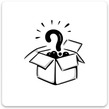 opened gift box with a question mark inside, hand drawn doodle style sticker