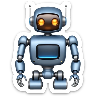 I want atom from reel steel that has gray body with black screen and blue eyes  form the screen and a brown top a  robot sticker