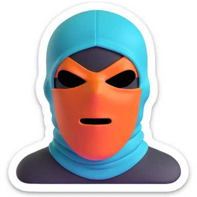menacing robber with teal and orange balaclava sticker