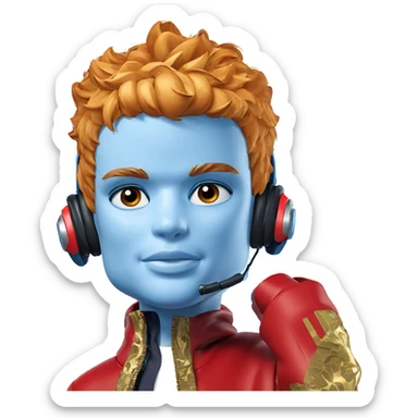 blue boy with headphones sticker