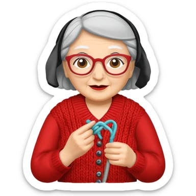 knitting grandma red sticker