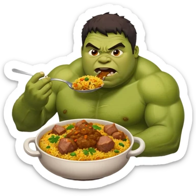 Fat Hulk eating mutton curry biriyani sticker
