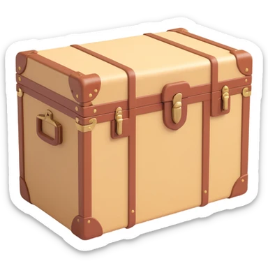 camp trunk with 3D effect, aesthetic beige color, soft lighting, modern look sticker