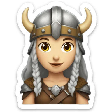 Girl Viking with helmet with horns sticker