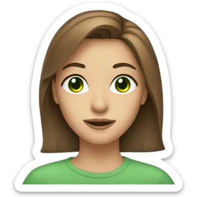women face and long brown hair and green eyes sticker