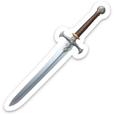 medieval sword with silver blade and ornate hilt sticker