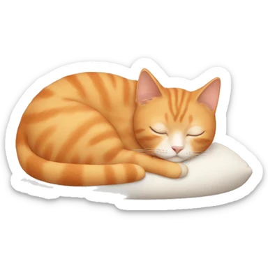 Beige cat sleeping with short orange hair girl sticker