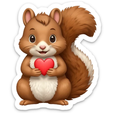 cheerful squirrel holding its hands in a heart shape, emoji style sticker
