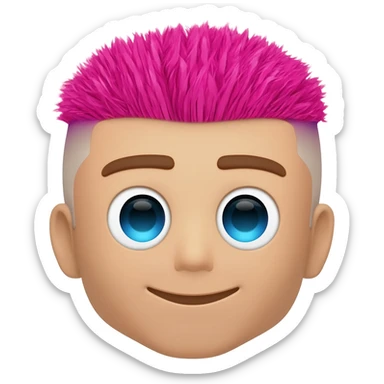 I want a bout emoji with blue eyes and pink buzzed hair sticker