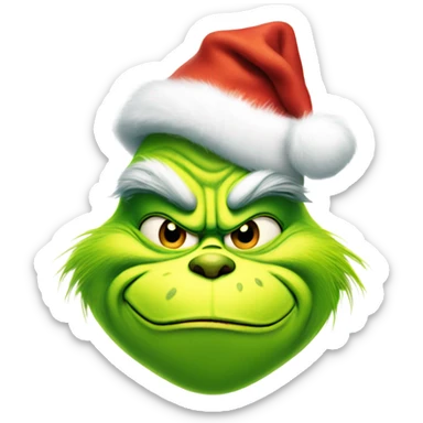 The grinch wearing a Christmas hat smiling sticker