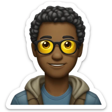 Joven con lentes infinitos con cabello amarillo sticker