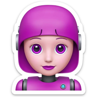 A friendly 3D chatbot assistant icon with a rounded square head, simple eyes, and a subtle smile. Clean, minimal, professional design suitable for a corporate SharePoint icon.Magenta color palette (#E20074) with dark purple and soft pink accents. sticker