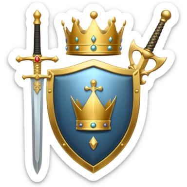 Powerful emoji with only sword, shield and crown sticker