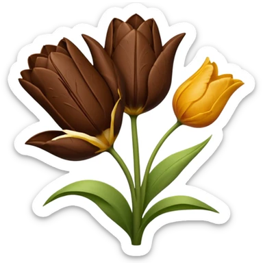 brown emojis of cookie, tulip, leaf, chocolate sticker