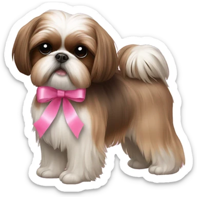 Pure Brown shih tzu with pink ribbon sticker