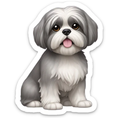 a grey shih tzu with one foot up sticker