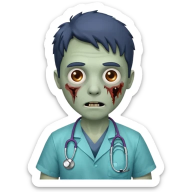 Zombie doctor with stethoscope sticker