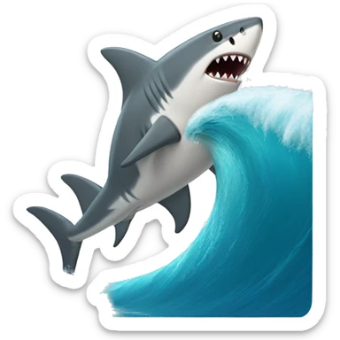Shark surfing a tsunami sticker