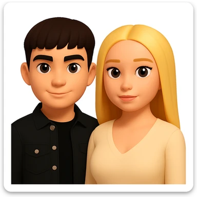 Slightly increase the volume of the upper body of the girl and turn her to face forward. Maintain the 3D emoji style look and feel. Keep the background transparent. sticker